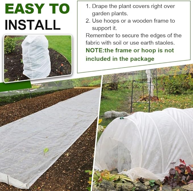 Plant Covers Freeze Protection 10 x 50 FT 1.2oz/yd² Frost Cloth Blankets for Outdoor Plants in Winter, Floating Row Cover for Vegetable Garden