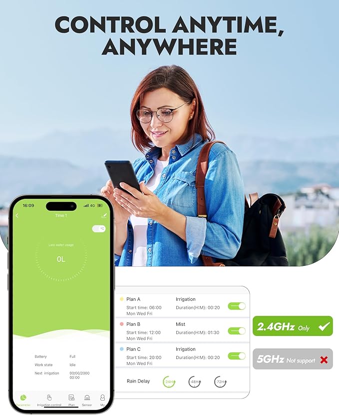 RAINPOINT WiFi Water Timer, Smart Hose Timer for Garden Hose, WiFi Irrigation Controller, Smart Sprinkler System Valve, APP & Voice Control, Weather-Based Automatic Rain Delay, Brass Inlet & Outlet