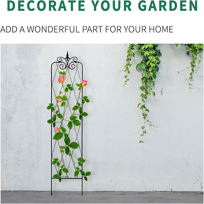 2 Pack 71" H x15 W Trellis,Black Garden Trellis for Climbing Plants Outdoor Metal Frame Sturdy Trellis for Rose