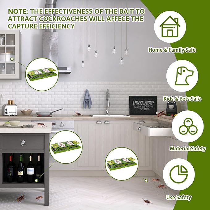 Upgrade 18 Pack Roach Traps Indoor, Sticky Traps for Cockroaches Indoor Home, Sticky Glue Cockroach Traps, Roach Killer Cockroach Trap for Cricket Ants Spiders