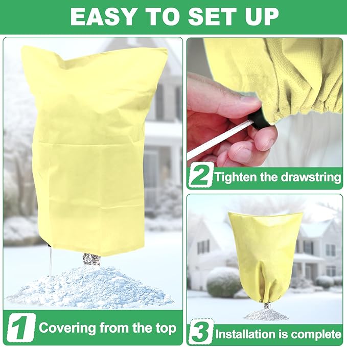 2 Pack Plant Covers for Winter Trees Covers Freeze Protection, 39.3" x 39.3" Frost Covers for Outdoor Plants with Drawstring, Shrub Covers for Winter, Rose Bush Covers for Winter