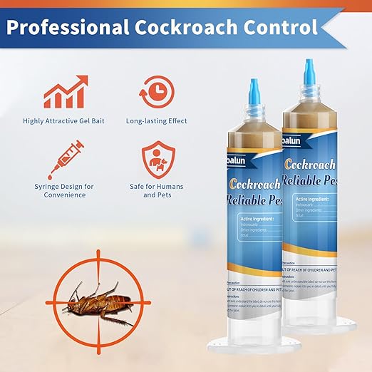 Ready-to-Use Cockroach Gel Bait, Roach Killer Indoor & Outdoor, Effective Cockroach Control - 4 Tubes x 30 Grams