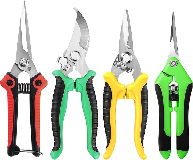 4 Pack Garden Pruning Shears, Stainless Steel Garden Shears, Gardening Shears, Garden Scissors, Clippers, Pruning Snips, Pruning Shears for Gardening Tools (Multi-color)