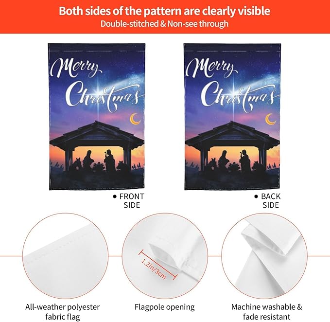 Christmas Nativity Scene Characters Black Silhouette Desert Night Comet Star Garden Flag Welcome Party Outdoor Outside Decorations Picks Home House Garden Yard Decor 12x18 Inch