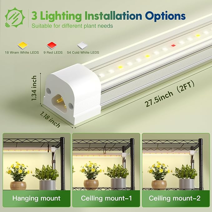 FREELICHT Plant Stand with Grow Light, 5 Tier Adjustable Plant Shelf with 4-Pack 30W LED Grow Lights, 2FT 5000K Full Spectrum Plant Light with Timer for Seedling, Seed Starting (29.5"x13.8"x61.5")