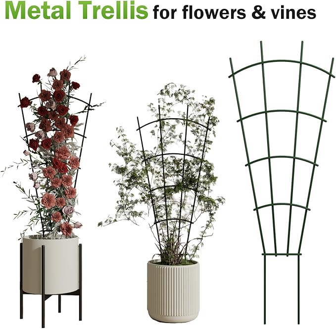 6-Pack Metal Trellis for Potted Plants, 32" Heavy Duty Garden Trellis for Climbing Plants, Rustproof Powder Coated Indoor/Outdoor Trellis for Climbing Vines, Flowers, Houseplants