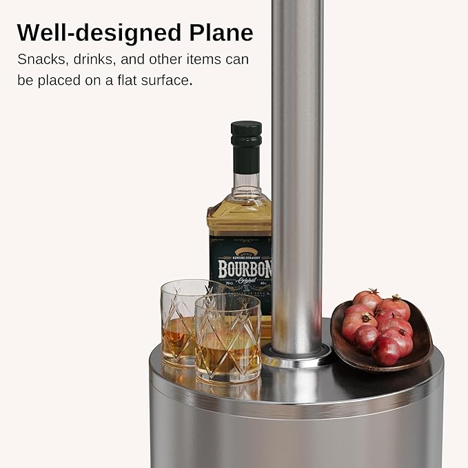 EAST OAK 48,000 BTU Patio Heater for Outdoor Use With Round Table Design, Double-Layer Stainless Steel Burner and Wheels, Outdoor Patio Heater for Home and Commercial, Stainless Steel