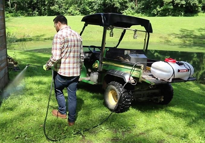 Chapin 97200E Made in the USA 15 Gallon ATV/UTV 12 Volt Mounted Spot Sprayer With 6 Inch Wide Mouth, High Performing 12 V Diaphragm Pump and Filtration System and 18 Inch Spray Wand, Translucent White