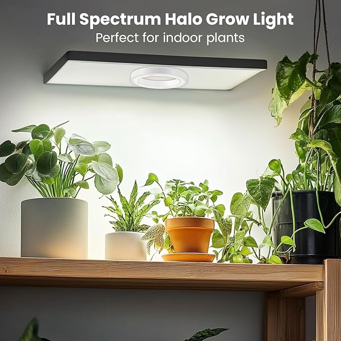 6.3" Grow Lights for Indoor Plants, 84 LEDs Full Spectrum Plant Grow Light with 6/12/16H Timer, 3 Spectrum Modes, 5 Brightness Levels, Under Cabinet Halo Plant Light for Indoor Plants