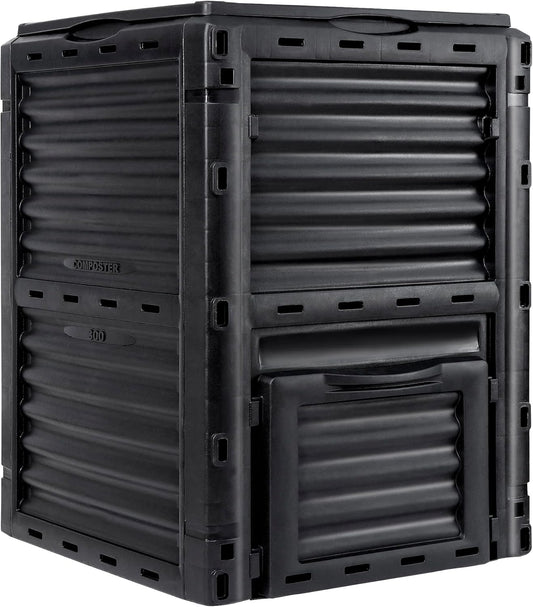 F2C Garden Compost Bin from BPA Free Material -80 Gallon(300 L) Large Compost Bin Aerating Outdoor Compost Box Easy Assembling, Lightweight, Fast Creation of Fertile Soil, Black