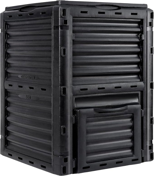 JupiterForce Garden Compost Bin 80 Gallon (300 L) from BPA Free Material, Large Composting Bin Outdoor Composter, Easy Assembling, Fast Creation of Fertile Soil, Lightweight, Black