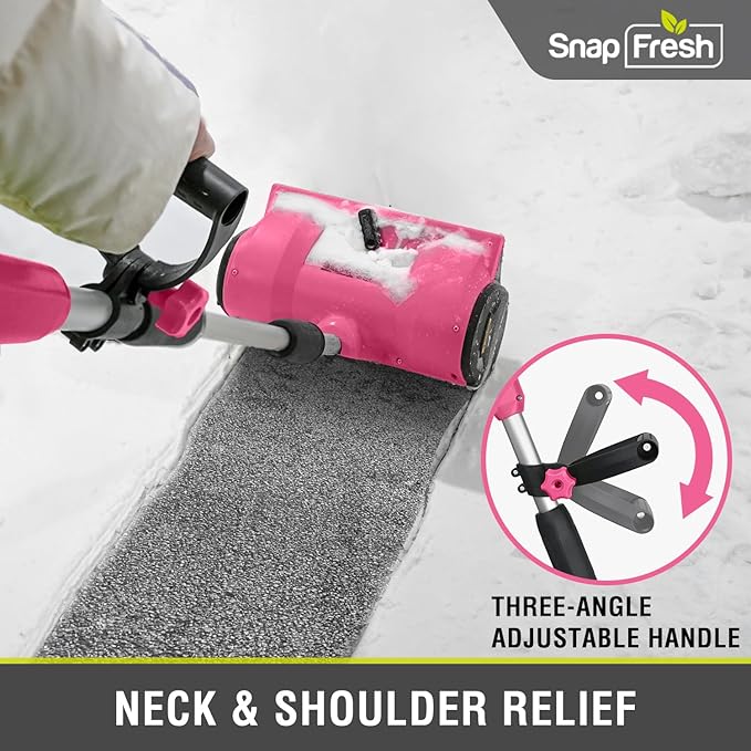 SnapFresh Cordless Snow Shovel, 12 Inch 20V Cordless Snow Shovel with 4000mAh Battery & Fast Charger(Pink)