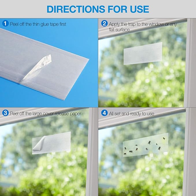 Faicuk 20-Pack Clear Window Fly Traps Sticky Flys Strip for Indoor Houseflies Nontoxic and Pesticide-Free