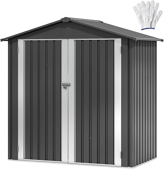 DWVO 6x4ft Outdoor Storage Shed, Weatherproof Tool Shed w/Locking Entry & Ventilation for Grass Cutter, Bike, Equipment, Courtyard, Garden (Dark Gray)