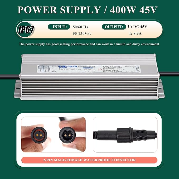 Ultrasonic Mist Maker Fogger 10Head Ultrasonic Fogger Humidifier for Halloween Atmosphere, Landscape, Plant Mushroom Vegetable Humidification, Pond Mister with Float, 400W Power Supply