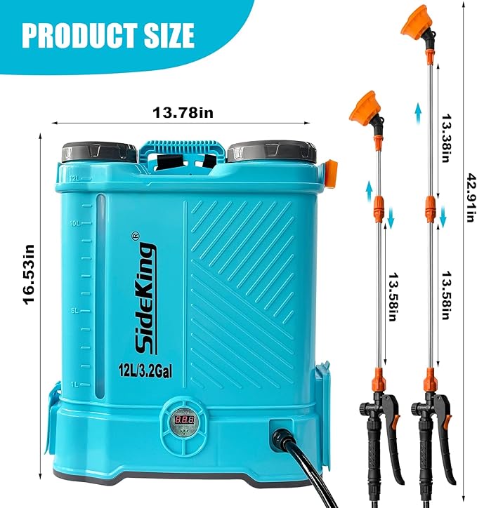 Battery Powered Backpack Sprayer 3.2 Gallon, 0-80 PSI Adjustable Pressure Sprayer Compatible with 18V Battery, Electric Sprayer with Wand, 5 Nozzles, 2.0Ah Battery&Charger Included