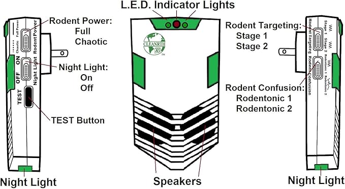 CLEANRTH CR008 Advanced Ultrasonic Rodent Repelling System - Powerful Indoor & Outdoor Rodent Repellent