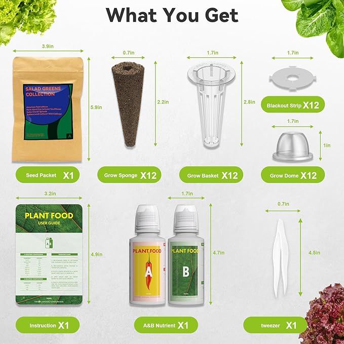 inbloom 12-Pod Salad Greens Seed Pod Kit for AeroGarden, Ahopegarden, Hydroponic Garden with Spinach, Buttercrunch, Paris & American Lettuce, Swiss Chard, Wild Cabbage