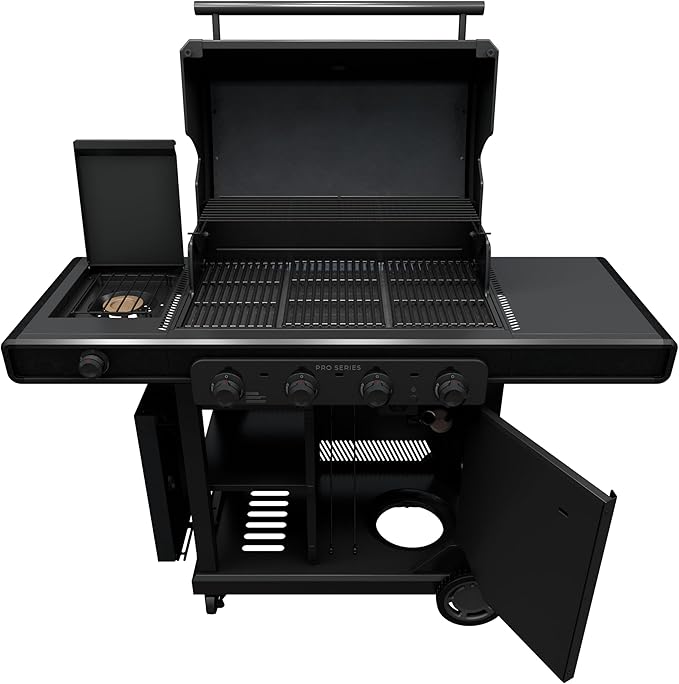 Charbroil Pro Series with Amplifire Infrared Technology 4-Burner Propane Gas Grill Cabinet with Side Burner, Black - 463281024