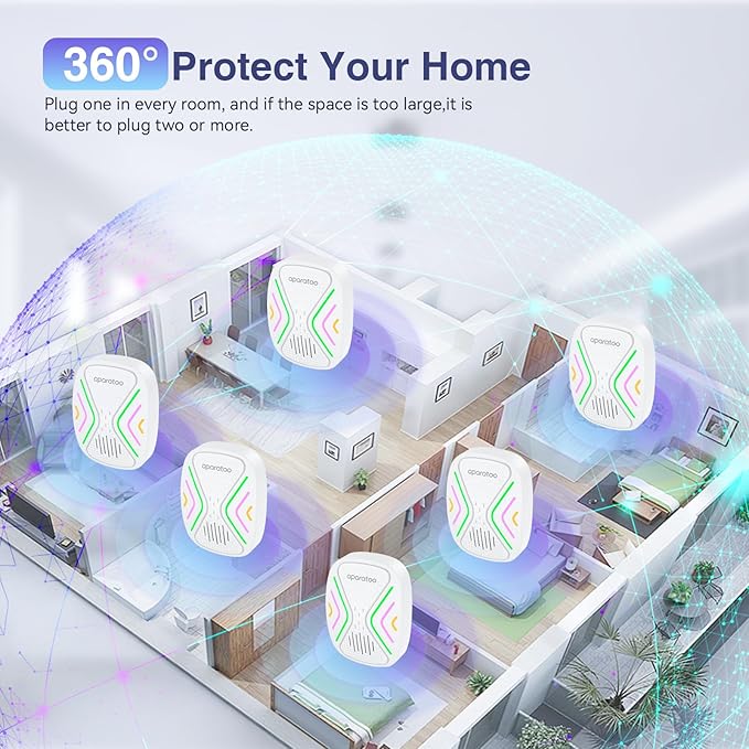 Indoor Bug Zapper, Insect Repellent Plug-in Electronic Pest Repellent, Mouse Deterrent Pest Repeller for Rodents, Cockroach, Mosquito, Spider, Bugs, 4 Packs, white03, ssd-01