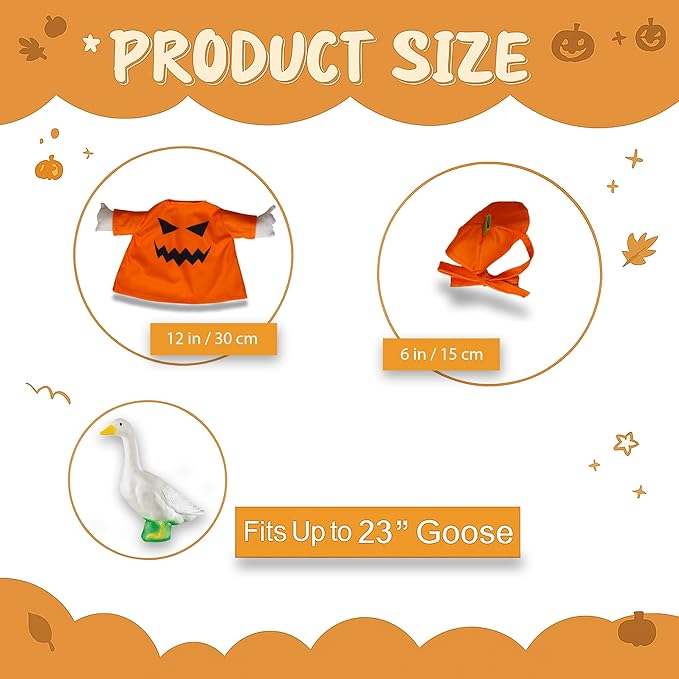 Lawn Goose Outfit – Glossy Cape & Adjustable Hat for 23″ Goose Statue – Halloween & Vampire & USA Flag Costume