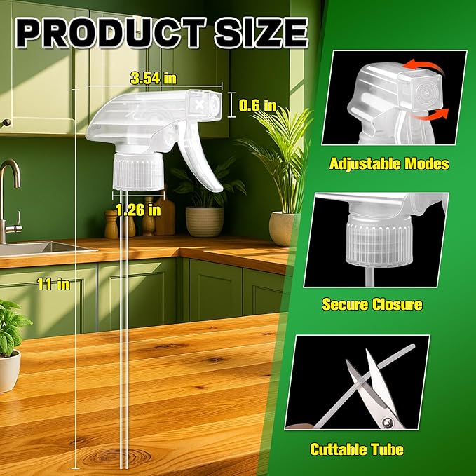 DIYSELF Spray-Bottle-Nozzle-Replacement, Universal Spray Bottle Top for Plastic Glass Bottles, Adjustable Trigger Sprayer, 24 Pcs Spray Nozzle Heads for Cleaning, Commercial Use, Chemical Resistant