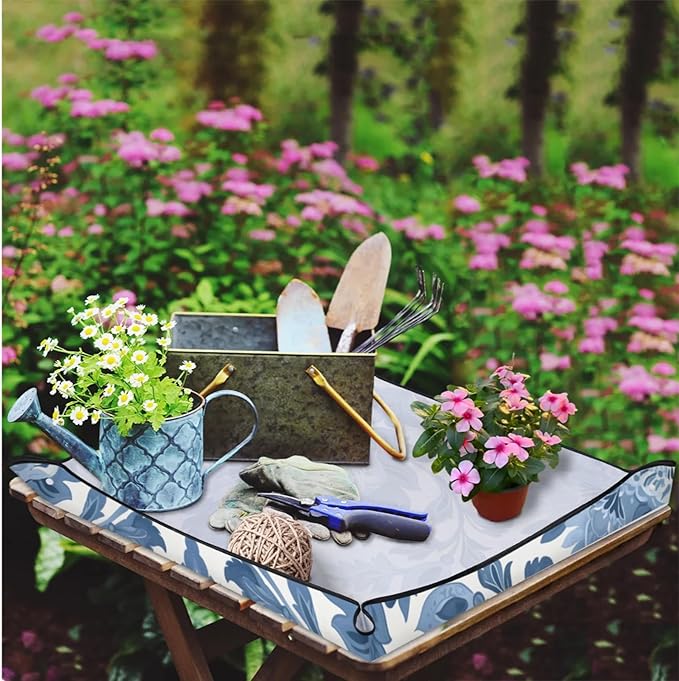 Flower Aztek Foldable Garden Hand Transplanting Succulent Tools,Waterproof Thickened Repotting Mat Plant Tag, Miniature Planting Indoor Fairy Care,Potting,Cactus,Houseplant Bonsai Tool Kit Gift