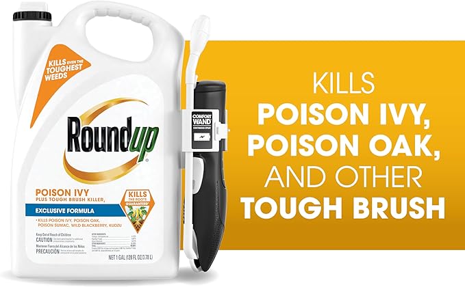 Roundup Poison Ivy Plus Tough Brush Killer₂ with Comfort Wand, Visible Results in Hours, 1 gal.