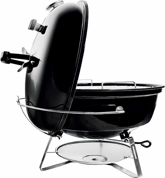 SnS Grills Slow ‘N Sear Travel Kettle, 2-Zone Cook Charcoal Basket and Easy Spin 18” Grate - Portable Charcoal Grill for BBQ Cooking - Travel Kettle 18”