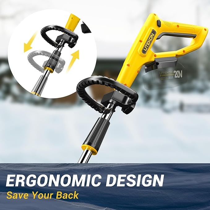 Cordless Snow Shovel Compatible with De-Walt 20V Battery (No Battery), 13-Inch Brushless Electric Snow Blower for 25FT Throw Distance and 6" Clear Depth for Patio, Deck, Driveway