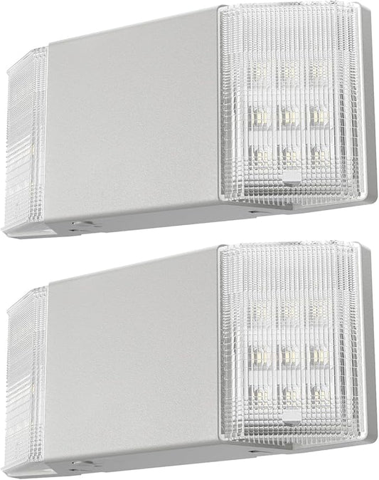 Spectsun 2 Packs Hardwired Emergency Exit Light Fixtures for Business, with Battery Backup, Two Head Adjustable LED Emergency Lighting, UL 924 Certified，AC 120/277V.
