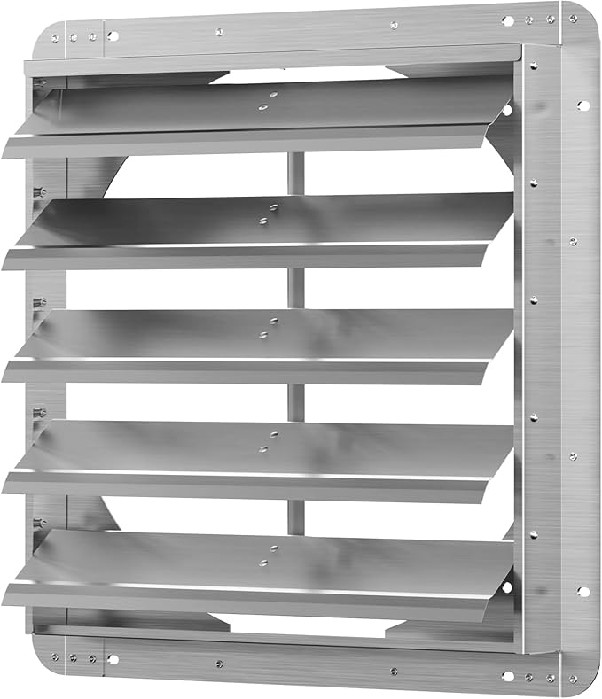 20 Inch Galvanized Shutter Exhaust Louver Vent, Automatic Gravity Shutter Louver Vent for Home Attics, Workshops, Barn, Greenhouse (Motor&Blades are not Included)
