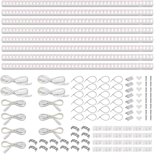 Barrina T5 Grow Light, Full Spectrum LED Grow Lights for Indoor Plants, 3ft 128W (8 x 16W, 800W Equivalent) Plant Light, Grow Lights for Seed Starting, Plug and Play, Pinkish White, 8-Pack