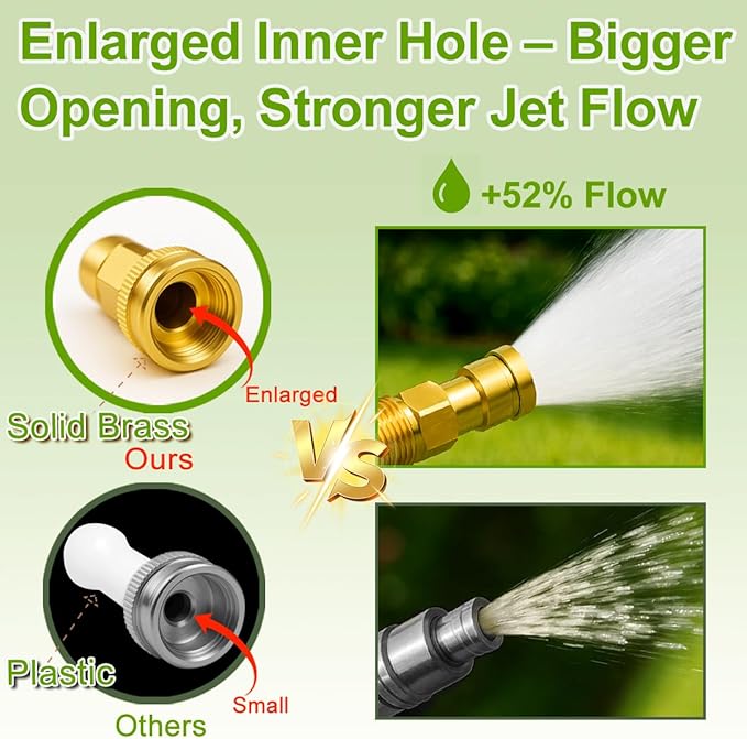 50FT Lightweight Flexible Garden Hose,Non-Slip Handles,Non-kink Hose,Solid Brass Fitting for Boats, RV Water Hose,Marine Washdown,Lawn,Garden,Leakproof TPE Hose (GreenBlack, 2x25 FT)