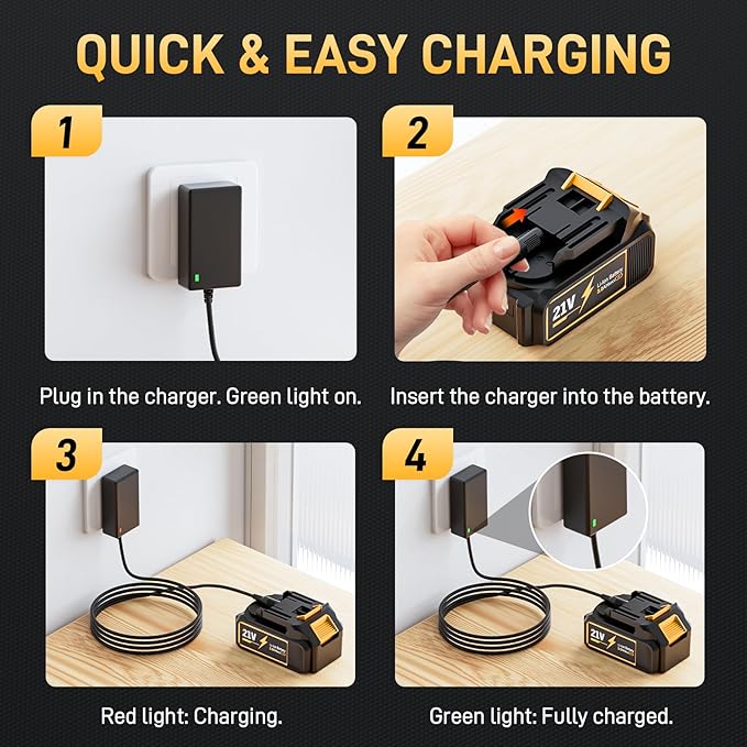 Leaf Blower Cordless, 21V Electric Blower with 2 3.0Ah Battery and Charger - Powered Air Blower 580CFM/160MPH - Lightweight Leaf Blower for Lawn Care, Patio Cleaning, Blowing Leaves and Dust