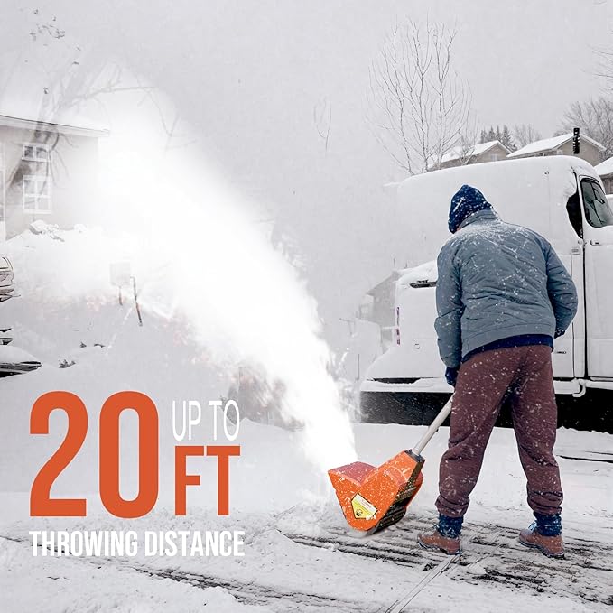 AIVOLT 24V Cordless Snow Shovel, 400W Power Motor, 13×7 Inch Clearing Path, 20FT Throwing Distance, 4.0Ah Battery & Fast Charger Included, 2-Year Warranty