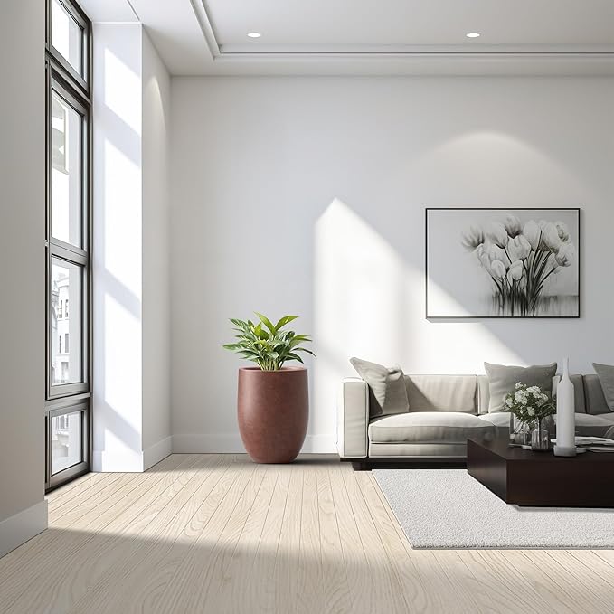 Kante 21.7 Inch Tall Concrete Planter, Large Indoor Outdoor Plant Pot with Drainage, Smooth Rusty Finish with Warm Brown Interior, Ideal for Porch, Home, Garden, Patio