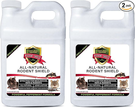 Natural Armor Peppermint Repellent for Mice/Mouse, Rats & Rodents. Natural Spray for Indoor & Outdoor Use Rodent Shield - 320 Fl Oz (2.5 Gallons, Case of 2)