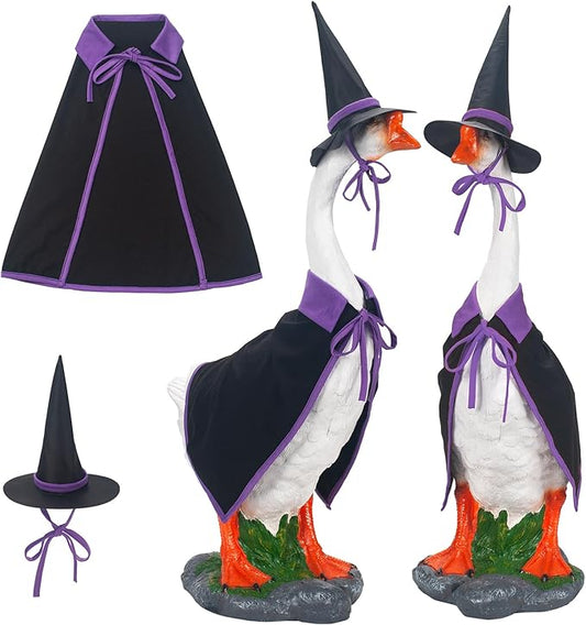 ONUPGO Halloween Goose Outfits, Lawn Porch Goose Clothes, Seasonal Sculpture Costume Suitable for 23 Inch Lawn Statue, Plastic/Cement Goose Statue, Garden, Yard, Patio, Party Decoration