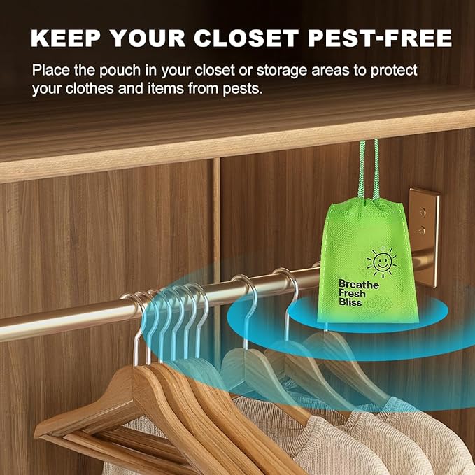 12 Pack Natural Bed Bug Repellent Pouches, Plant Based Long-Lasting 2 Month Protection Against Bedbugs, Dust Mites & Fleas, Safe for Mattress, Luggage, Furniture & Travel, No Residue Non-Toxic Formula