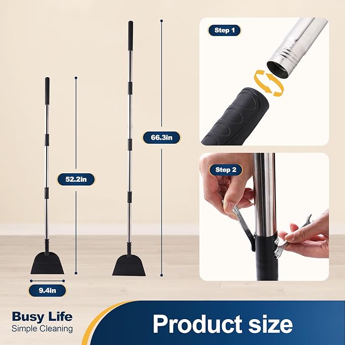 Yocada Snow Shovel ice Scraper Tool 66.3 inch Tall Long Handle Heavy Duty Snow Ice Remover Scraper Weed Removal Tool for Driveway Walkway Road Outdoor Garden Lawn