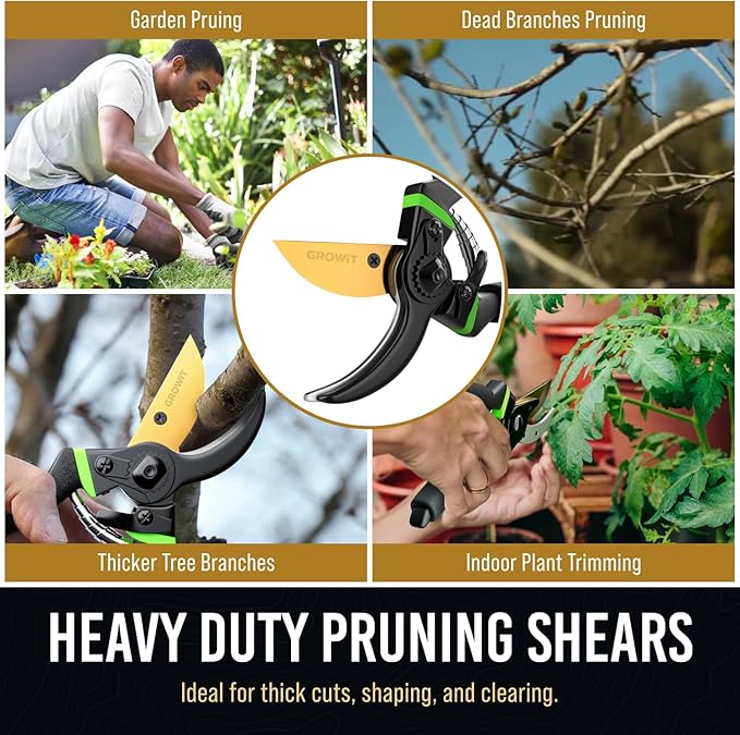 8.5" Professional Bypass Pruning Shears & Gardening Scissors Set - Super Sharp Premium Garden Shears | Pruning Shears For Gardening, Garden Hedge Clippers Handheld Pruners - Garden Scissors