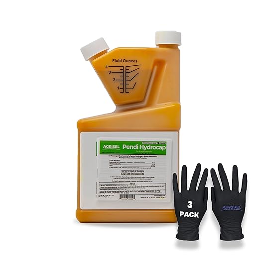Pendi Hydrocap Weed Killer, Pre-Emergent Formula, Effective on 40+ Broadleaf Weeds and Grasses, No-Stain, Mixes Easily, Pet Safe, Includes 3-Pack of Agrisel Protective Gloves, 32 Ounces