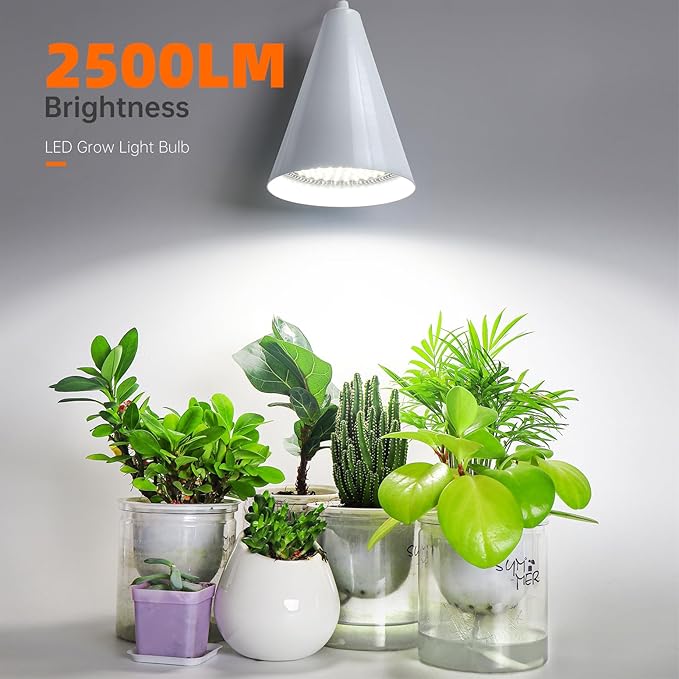 Hanging Grow Light, 25W Full Spectrum Plant Lights for Indoor Plants, 16.4FT Power Cord, 5000K with Timer Function