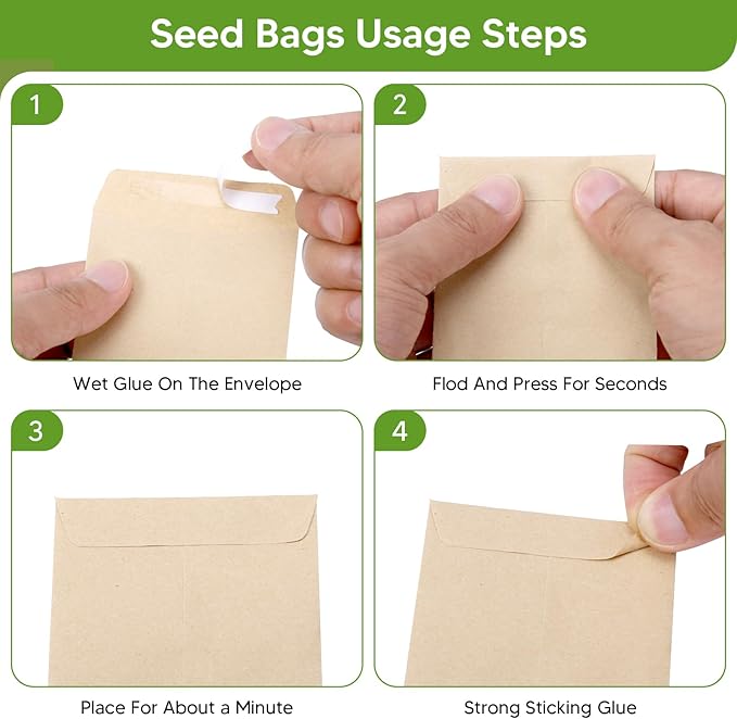 Seed Organizer Storage Box with 4 Compartments Lockable Sealed Metal Seed Container Kit Includes 50 Seed Bags 100 Plant Tags 50 Clips and Marker