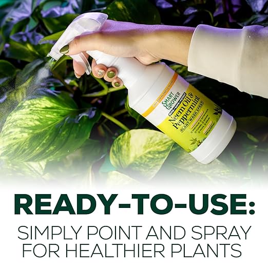 Neem Oil Spray for Plants with Peppermint Oil, Natural Plant Wash Made for Indoor and Outdoor Plants Smart Grower 16oz Easy Ready to Use Spray