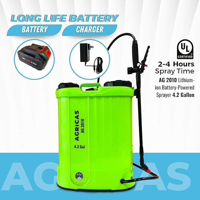 Battery Powered Backpack Sprayer 4.2 Gallon, Adjustable 0-100 PSI Pressure, Compatible with Makita 18V Battery, 7 Nozzles, Telescopic Wand, Charger Included, Electric Sprayer, Lawn & Garden Use