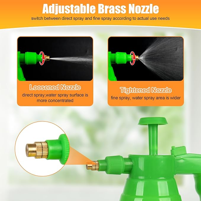 4 Pcs 1/2 Gallon Plastic Handheld Pump Sprayer – Garden Pressure Sprayer Bottle with Adjustable Nozzle for Plants, Cleaning, Household Tasks – White & Yellow