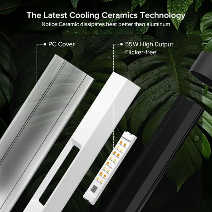 SANSI Vertical Grow Light, T10 Standing Grow Light for Indoor Plants, 55W 144 LEDs Full Spectrum Plant Light 4.34FT Adjustable Three-Stage, 5 Dimming, 4000K, Timer 3/6/12h for Wide Coverage Growth