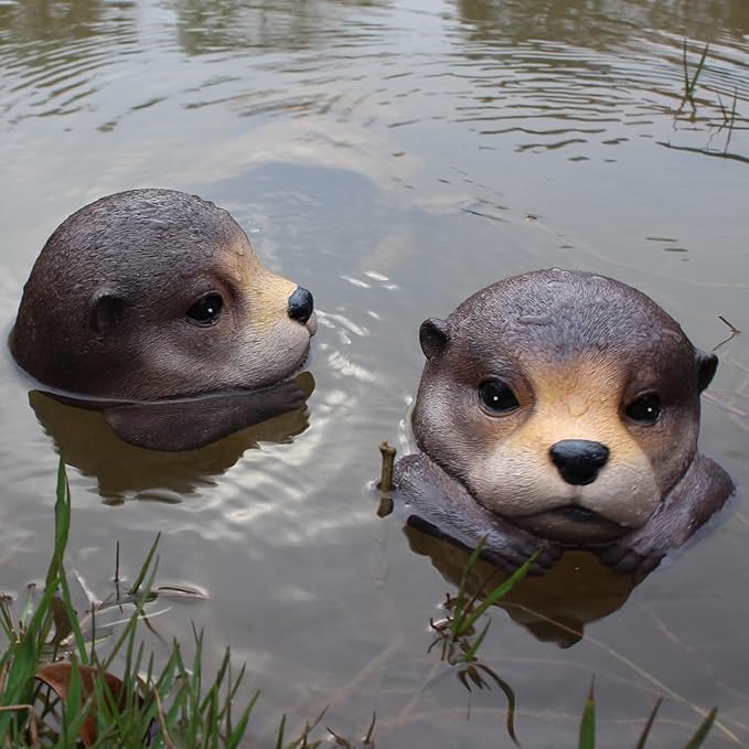 Floating Otter Head Resin Art, Waterproof Pond Float, Decorative Animal Sculpture, Garden Lake Decor, Duck Deterrent, Artistic Resin Decor for Outdoor Use (1 PC)